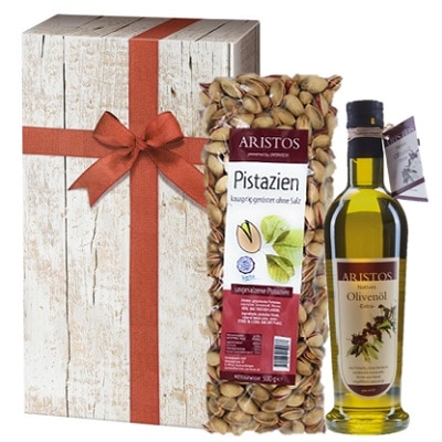 Geschenk mit Olivenöl Pistazien